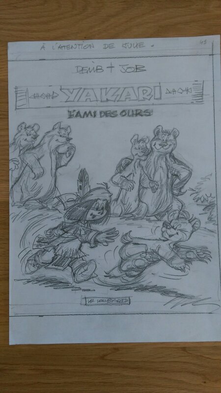 Derib, Crayonné de couverture yakari tome 3 - Couverture originale