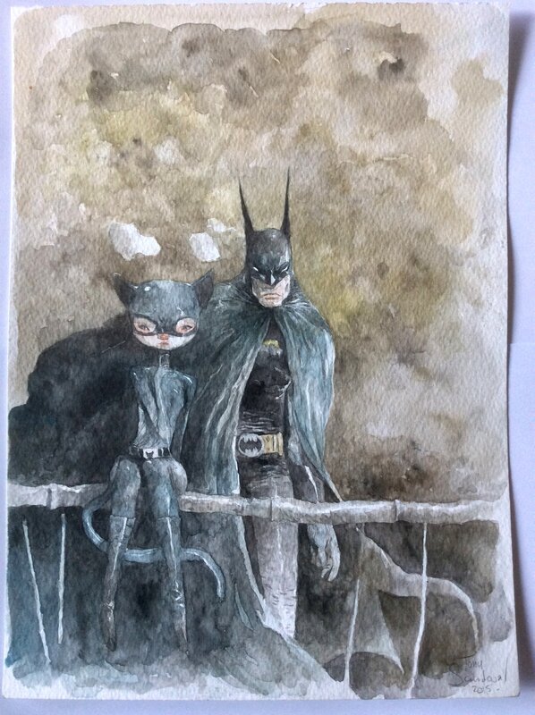 Batman & Catwoman by Tony Sandoval - Illustration originale