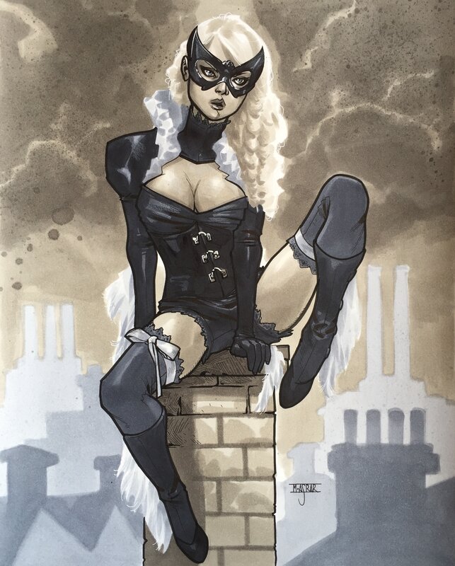 Steampunk Black Cat by Mahmud Asrar - Original Illustration