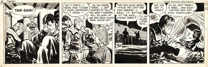 Milton Caniff, Terry et les Pirates - Daily strip du 17/12/1943 - Planche originale