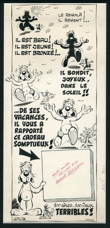 Gotlib, Publicité pour Gai-Luron Poche N°3 dans Vaillant, le journal de Pif en Septembre 1967 - Original Illustration