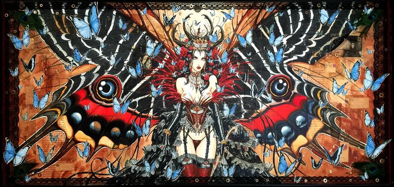 Faerie - Peinture originale sur 3 panneaux - Olivier LEDROIT Fées et Amazones Artbook - Original Illustration
