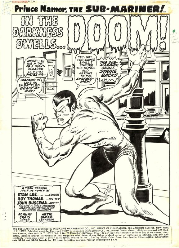 John Buscema, Johnny Craig, The submariner 20#p1 - Planche originale