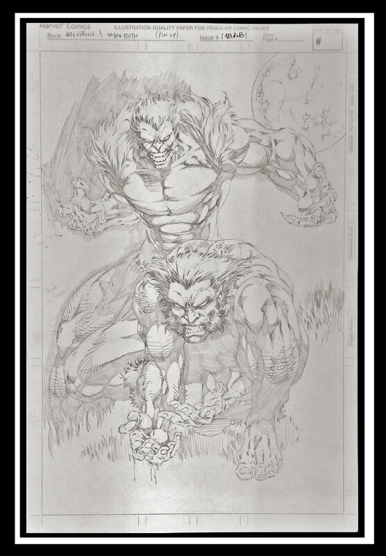 Dessin Original crayonné WOLVERINE / SABRETOOTH par Mel RUBI - Illustration originale