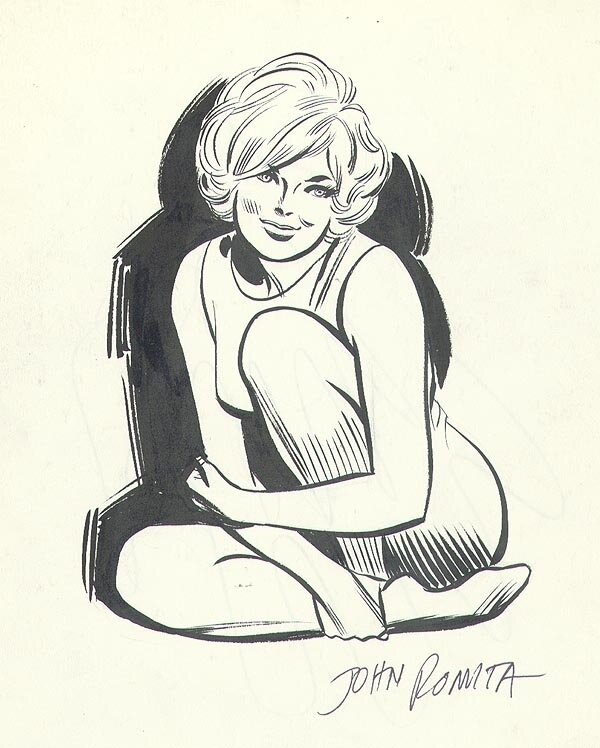 Pinup romance par John Romita - Illustration originale