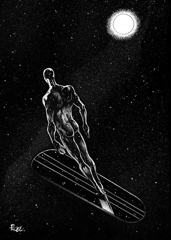 Claude Pelet, Silver Surfer - Veilleur solitaire - Illustration originale