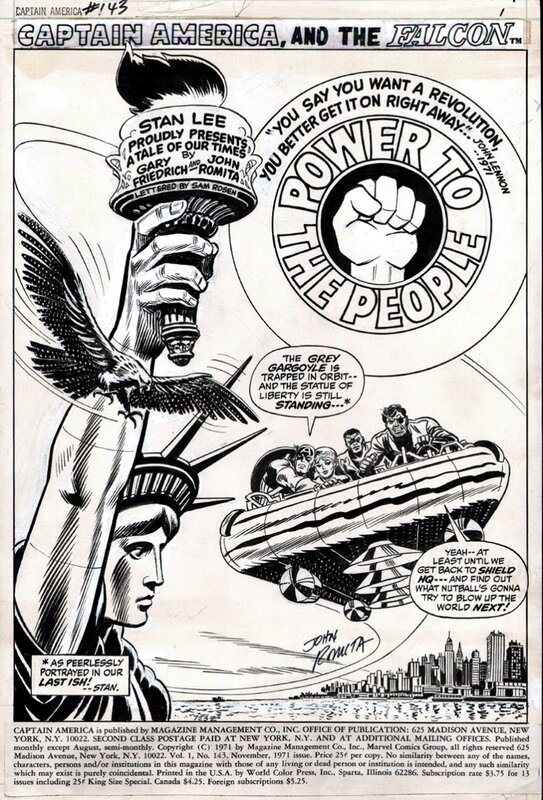 John Romita, Captain AMERICA 143 # splash - Planche originale