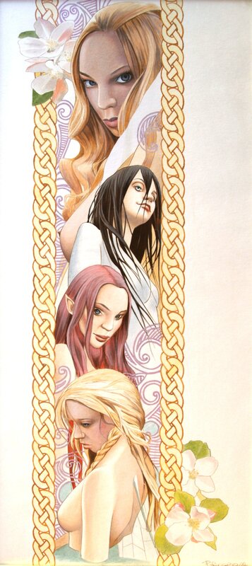 Brucero, Katherine Quenot, Beautés médiévales - Le livre secret de Merlin - One shot - Original Illustration