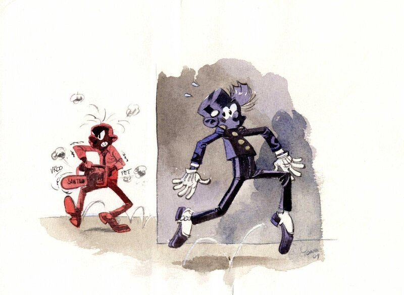 Yoann, Robbedoes en Kwabbernoot - Spirou et Fantasio - Illustration originale