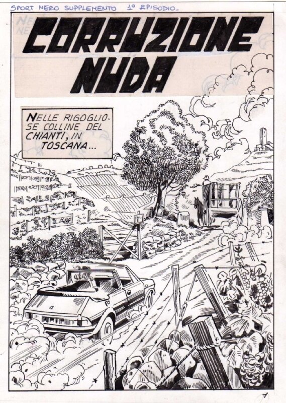 Giovanni Romanini, Gianni Pinaglia, Carlo Savi, Planche titre d'une histoire parue dans le magazine Sport Nero - Comic Strip