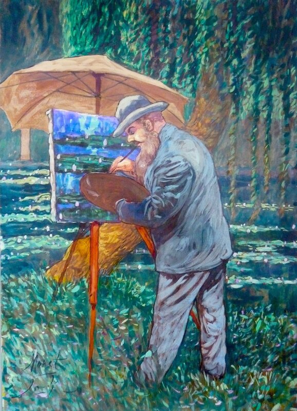 En vente - Hommage à Monet par Smudja - Illustration originale