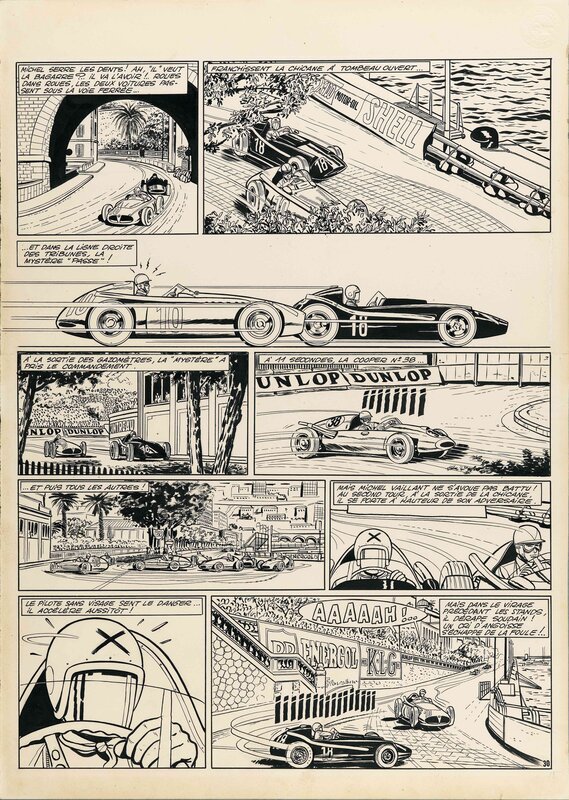 Jean Graton, Michel Vaillant - Le Pilote Sans Visage - PL30 - Planche originale