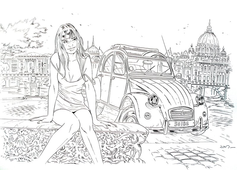 Marie et ma 2CV par Jim - Planche originale