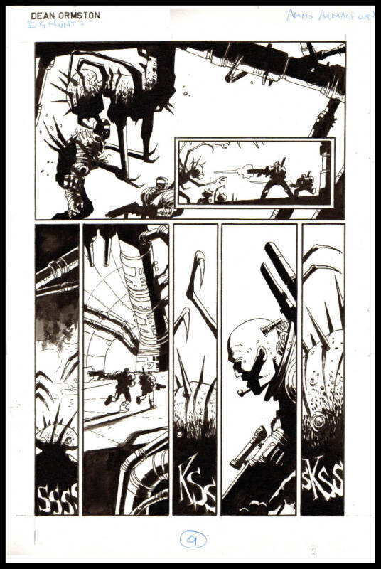 Dean ORMSTON ORIGINAL ART FROM HEAVY METAL MAGAZINE FROM A 10 PAGE STORY CALLED 'BUG HUNT' THIS IS PAGE 9 - Comic Strip