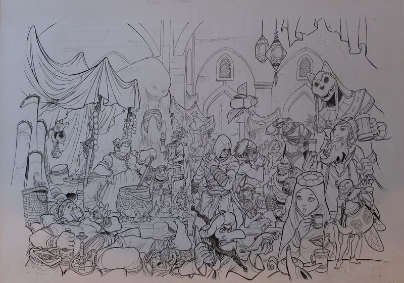 La taverne par Stéphane Bileau - Illustration originale