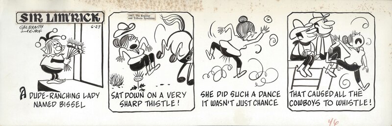 Ed Nofziger, Planche du comic strip Sir Lim'Rick, datant du 27 juin 1967 - Planche originale