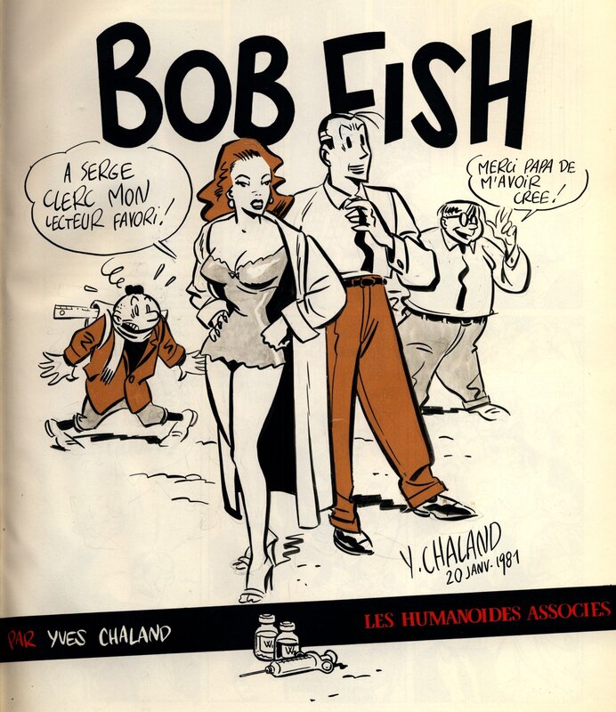 Dédicace BOB FISH par CHALAND 1981 - Original Illustration