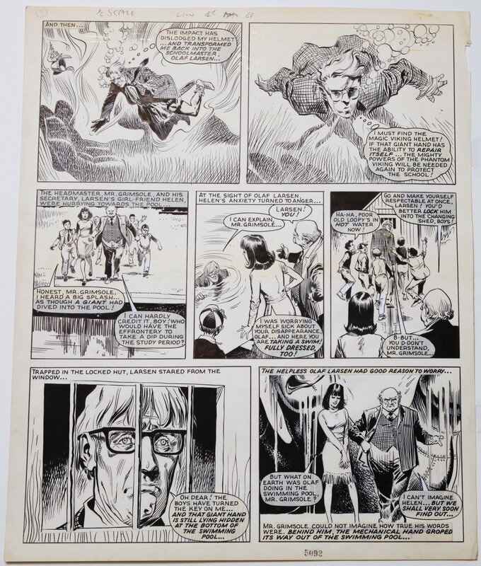 Nevio Zeccara, Donne Avenell, Olaf Larsen - The Phantom Viking boit la tasse en 1968 - Planche originale