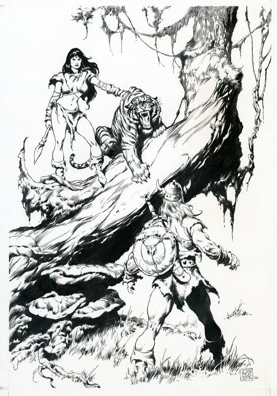 John Buscema, Wfcba (World Famous Artist Portfolio 1983 Editions Déesse) plate 5 - Illustration originale