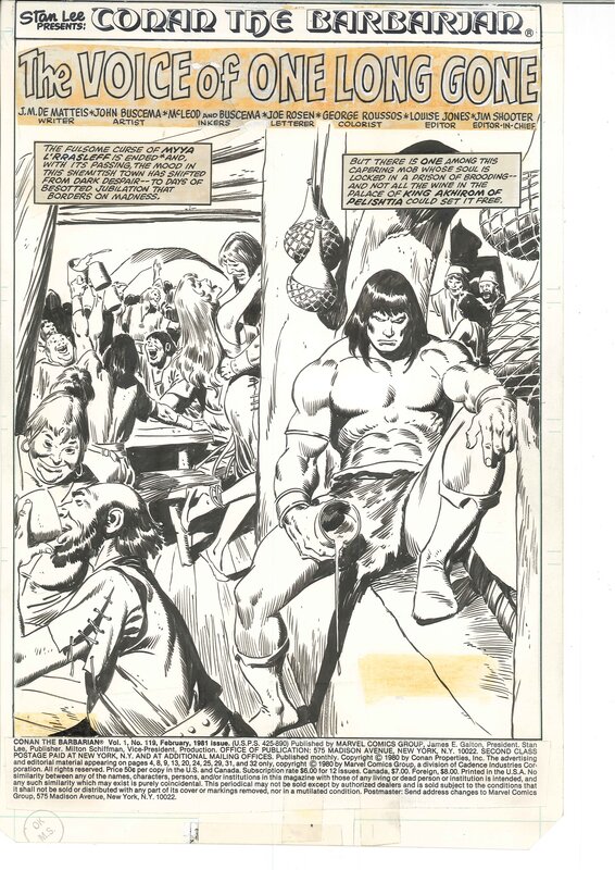 John Buscema, Conan The Barbarian 119 page 1 - Planche originale