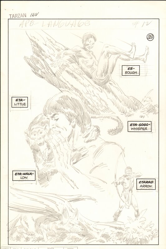 John Buscema, Tarzan : Unpublished penciled page Language of the Great Apes # 12 - Comic Strip