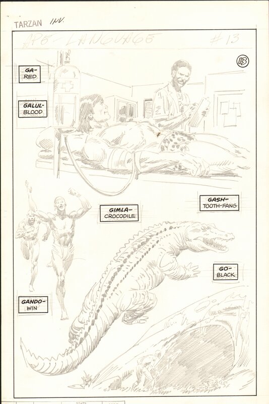 John Buscema, Tarzan : Unpublished penciled page Language of the Great Apes # 13 - Comic Strip