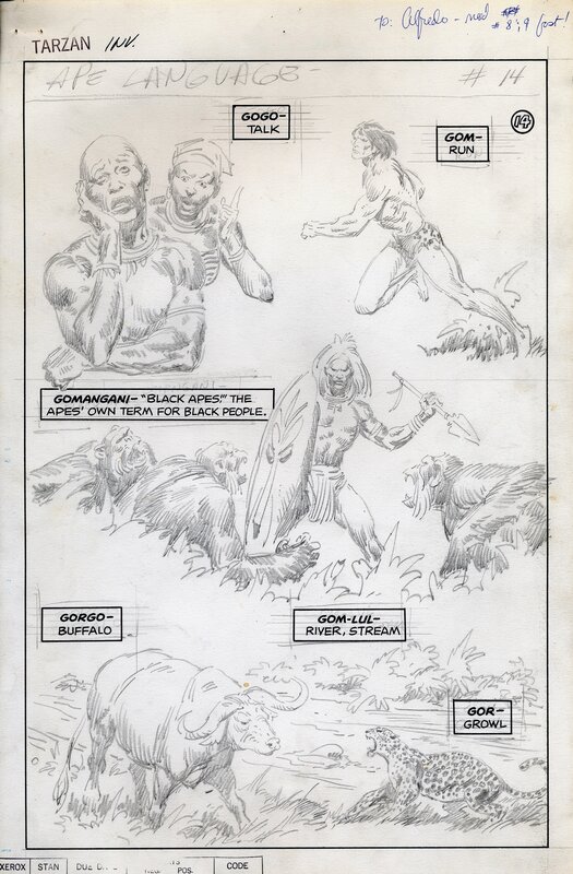 John Buscema, Tarzan : Unpublished penciled page Language of the Great Apes # 14 - Planche originale