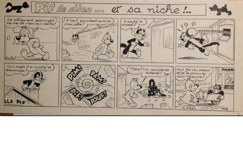 Roger Mas, Pif le chien (Pif et sa niche, fin de l'histoire en deux strips) - Comic Strip