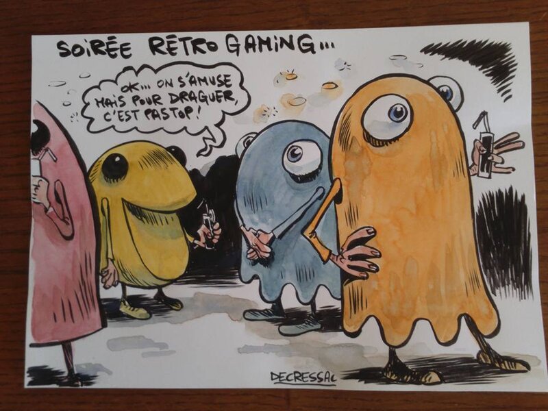 Soirée retrogaming by Philippe Decressac - Original Illustration