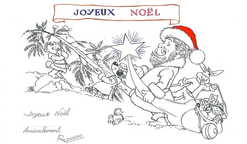 Joyeux NOËL. 2015 à tous nos amis ! . Redondo et Elizabeth. - Planche originale