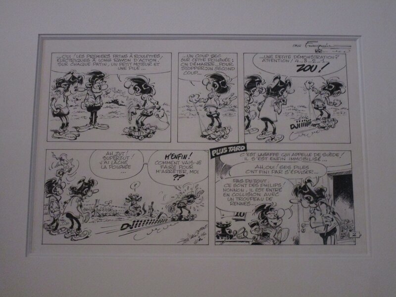 André Franquin, Gaston patins à piles Planche et Couverture - Planche originale