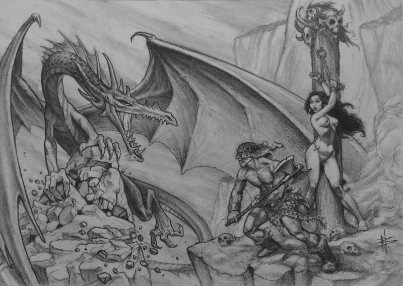 Dragon - commission by Nicolas Bournay - Original Illustration