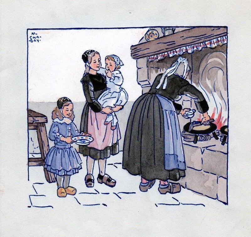 Scène bretonne par Marguerite Chabay - Illustration originale