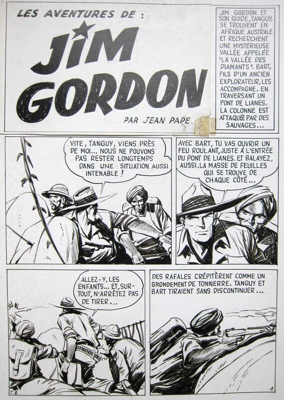 Jean Pape, Page titre d'une aventure de Jim Gordon - Planche originale