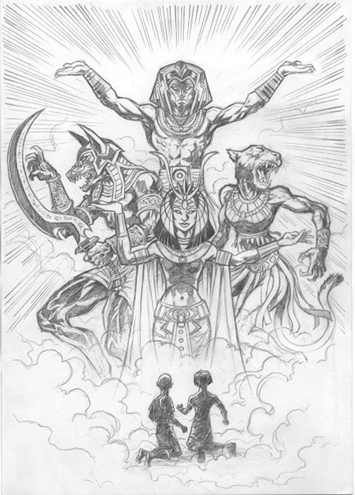Quest of the Gods game book illustration by Jerry Paris - Original Illustration
