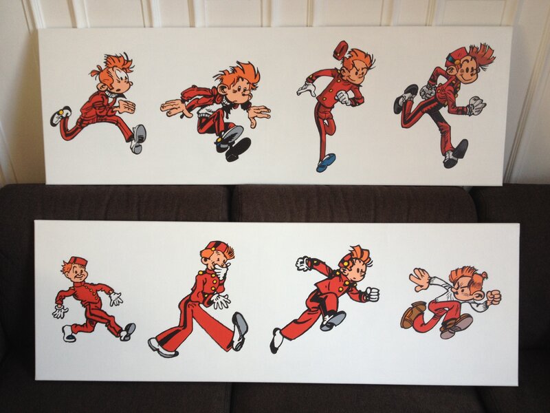 OM - Olivier Mainetti, Spirou de 1938 à  2017 - Hommage à Robvel, Jijé, Franquin, Fournier, Broca, Janry, Munuera, Yoann - Original art