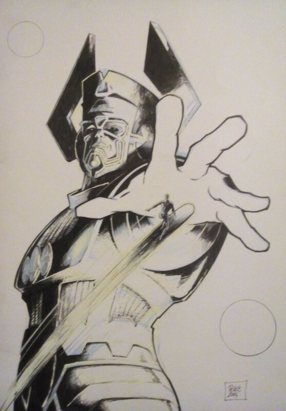 Claude Pelet, Galactus et le Surfeur d'Argent - Original Illustration