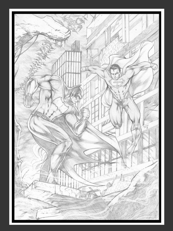 Dessin Original Superman Vs Batman par Madson Lima - Planche originale