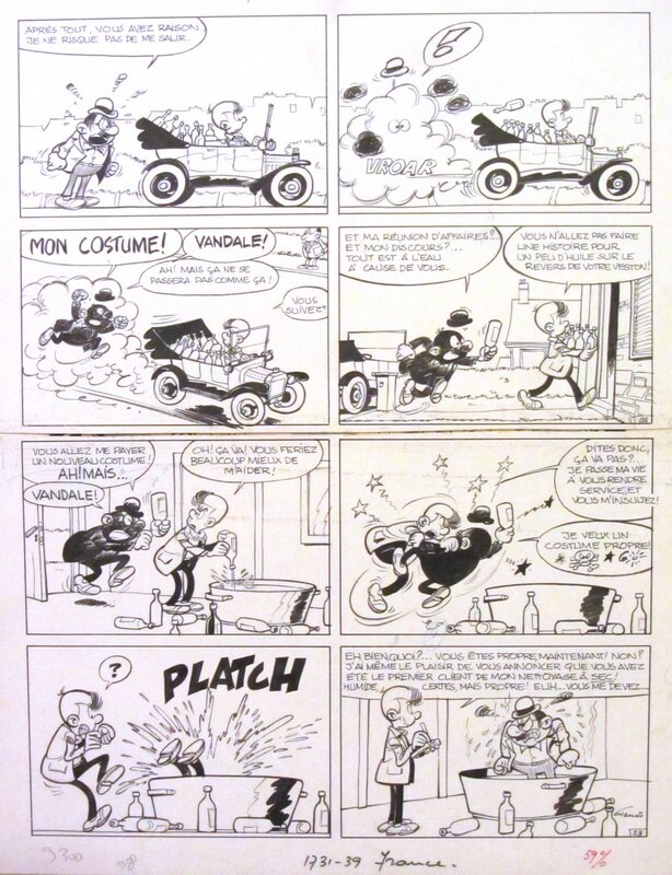 Francis - Marc Lebut et son voisin - Ford T - planche - Planche originale