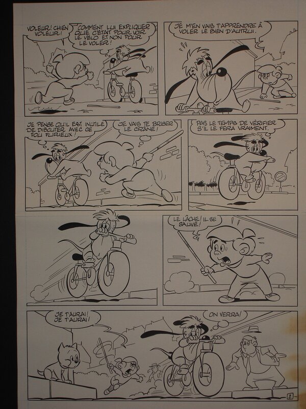 Gen-Clo - Droopy - D'un vélo l'autre- planche 2 - Planche originale