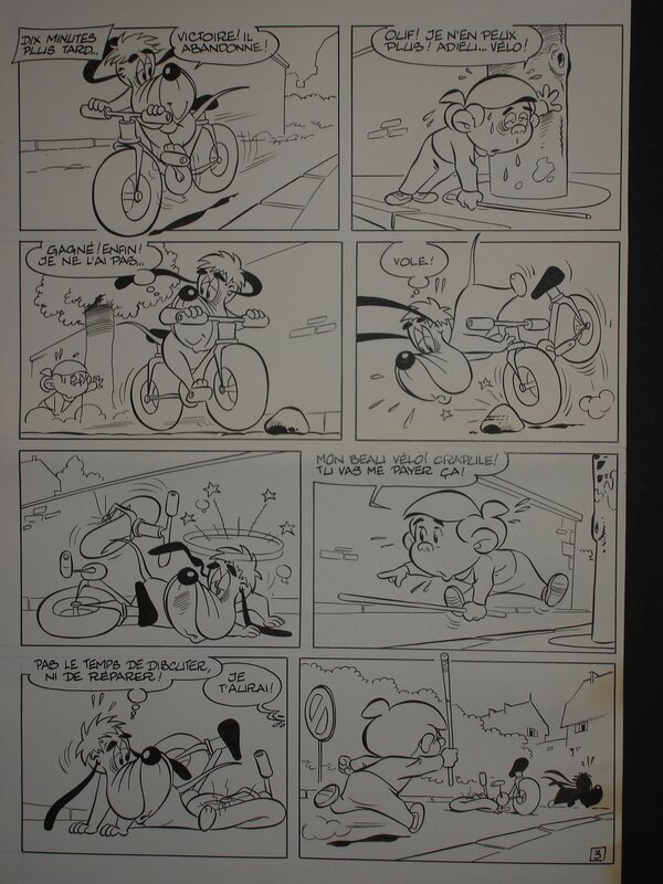 Gen-Clo - Droopy - D'un vélo l'autre- planche 3 - Planche originale