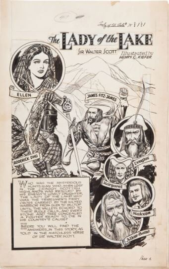Henry Kiefer, Classics Illustrated The Lady of The Lake splash page - Planche originale