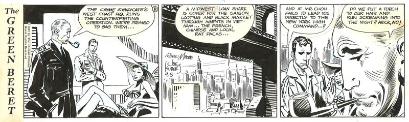 Joe Kubert, Tales of the Green Berets strip . 5 / 9 / 1967 . - Planche originale