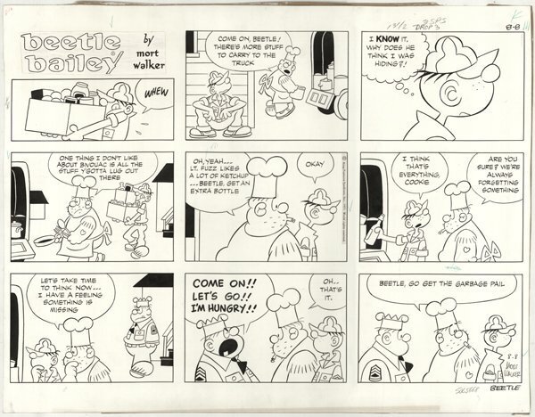 Mort Walker, Beetle Bailey. Sunday 1971 - Planche originale