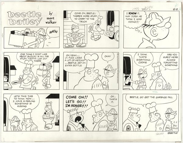 Mort Walker, Bettle Bailey. Sunday 1971 - Planche originale