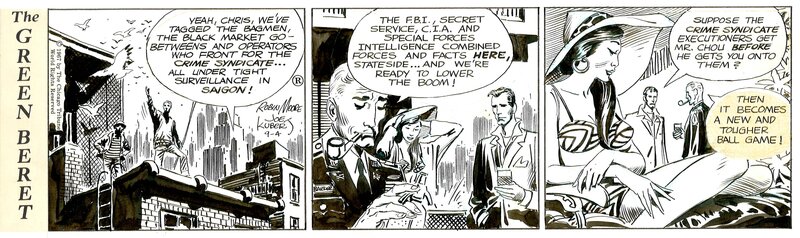 Joe Kubert, Tales of the Green Berets strip . 4 / 9 / 1967 . - Planche originale