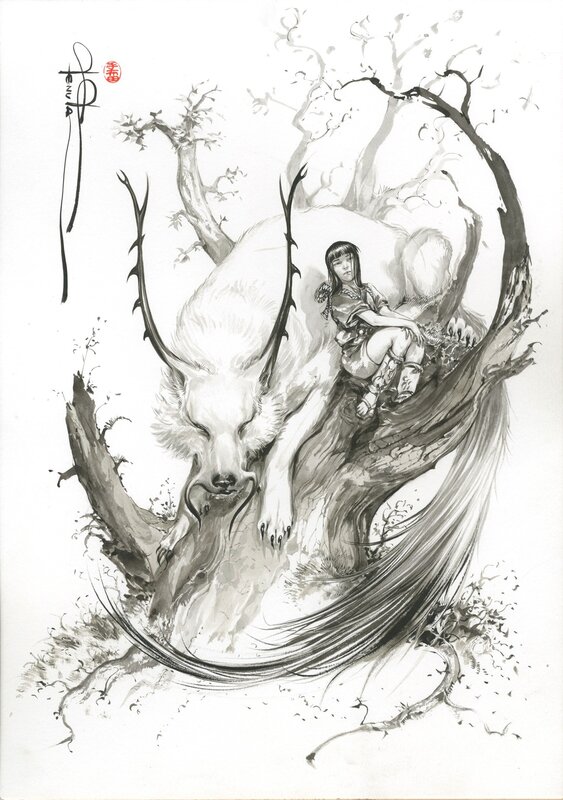 Saverio Tenuta, On the hand of a tree - Original Illustration