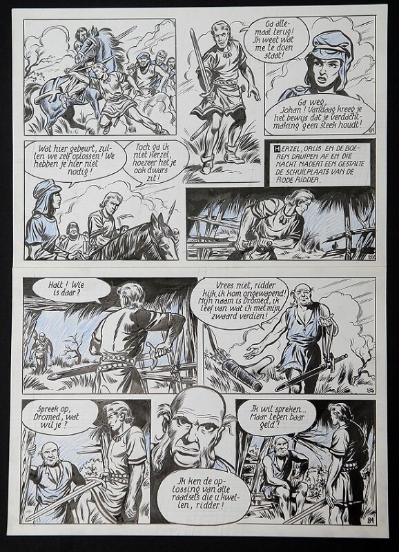De rode ridder par Willy Vandersteen - Planche originale