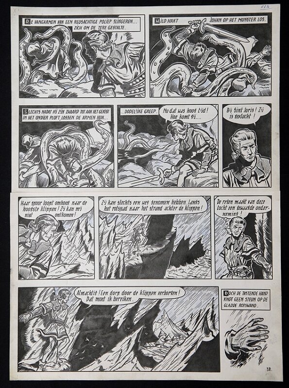 De rode ridder par Willy Vandersteen - Planche originale