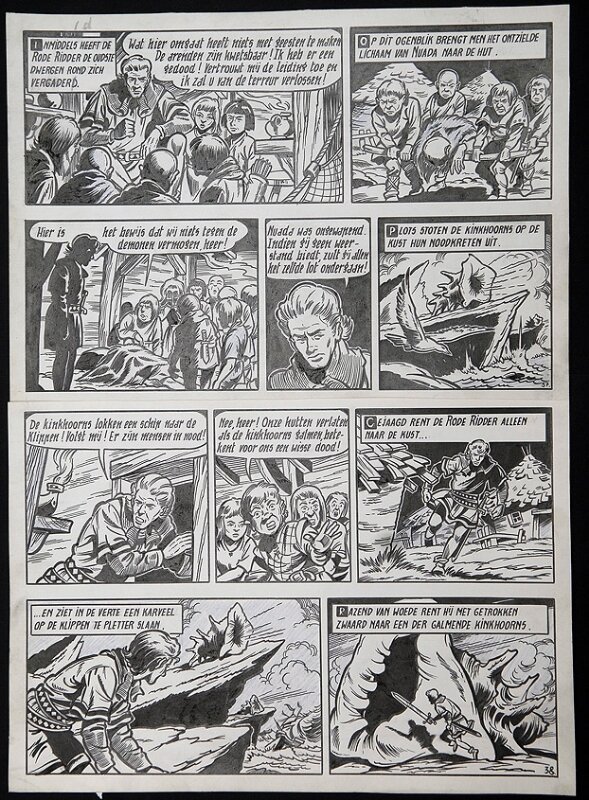 De rode ridder par Willy Vandersteen - Planche originale